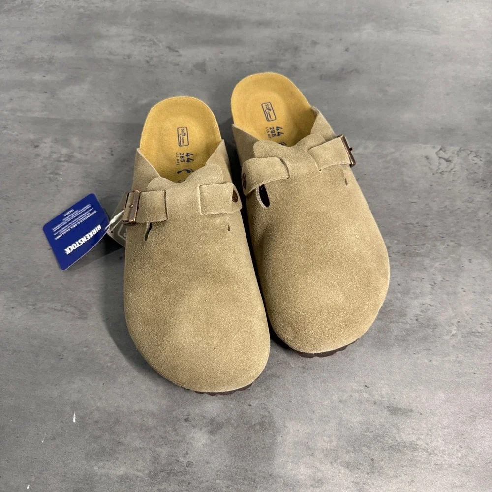 Birkenstock Boston Clog Mens 11 44 Taupe Suede Soft Footbed Mule 0560771 NEW
